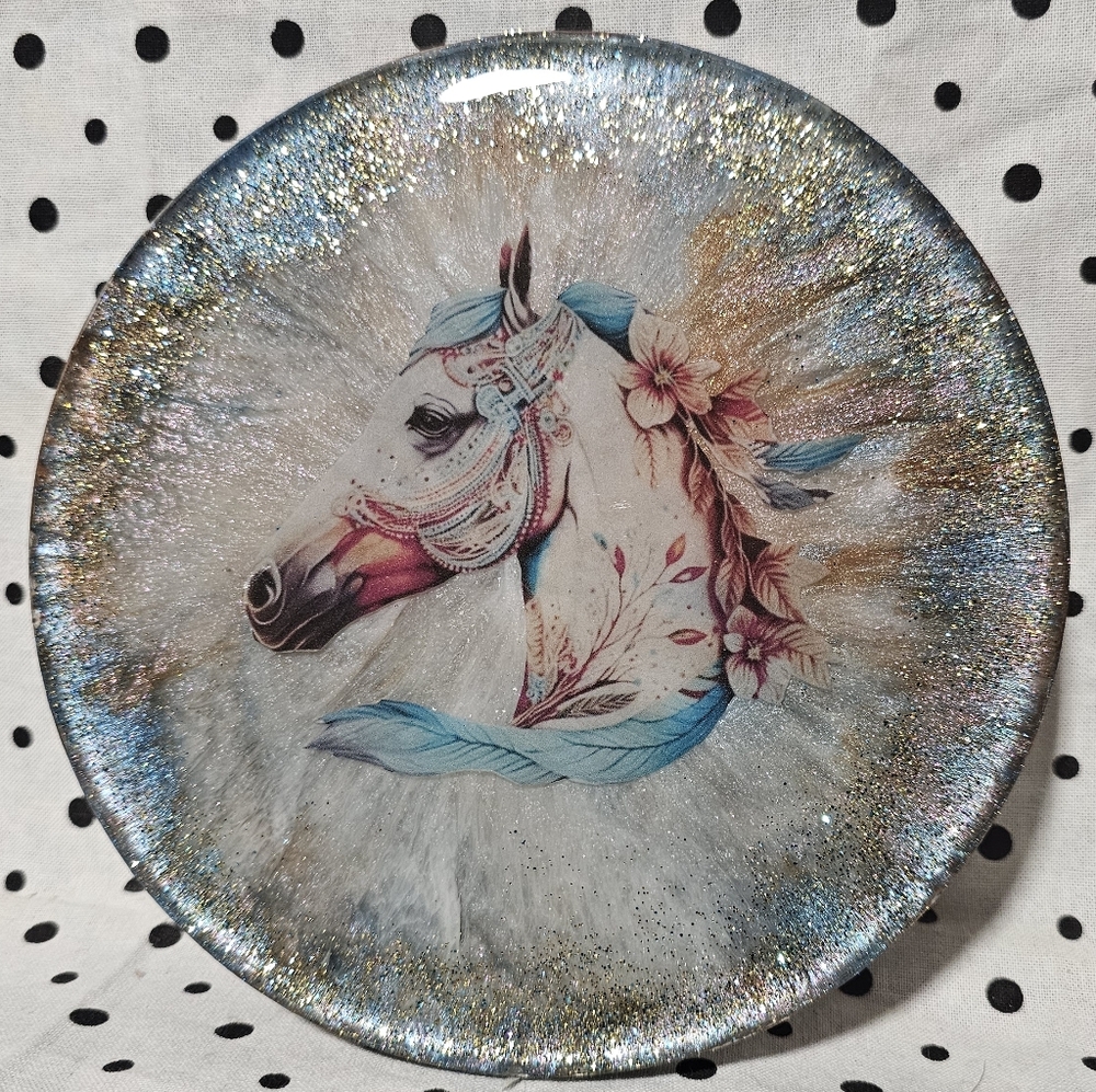 Beautiful handmade resin horse decor
